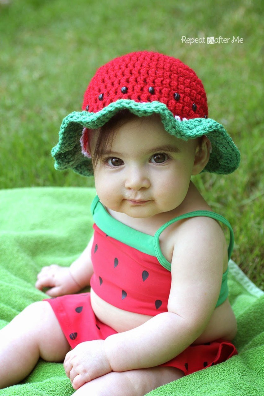 Free Summer Hats to Crochet for Kids -watermelon sun hat