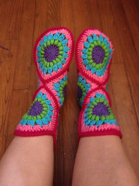 Crochet Hexagon Slipper Boots