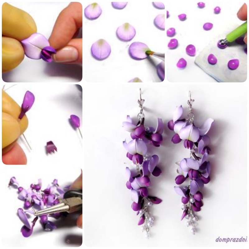 How to Make Wisteria Flower Earrings out of Polymer Clay