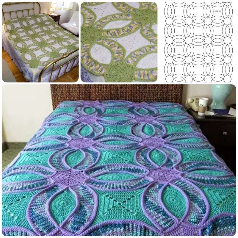How to crochet Wedding Ring Quilt with free pattern