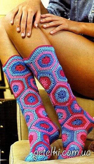 Multicolored homemade boots