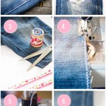 Turning torn jeans into shorts