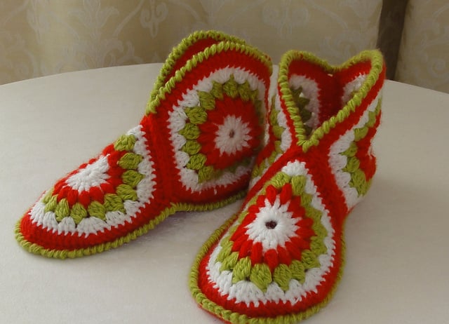 crochet Hexagon Boot Slippers
