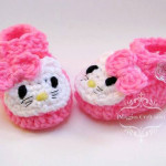 crochet baby hello kitty pink booties