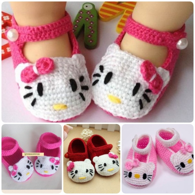 Crochet Hello Kitty Booties with Pattern