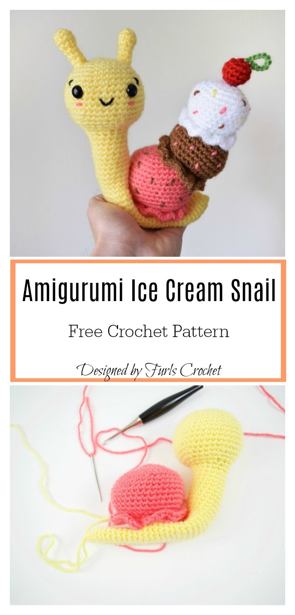 Amigurumi Ice Cream Snail Free Crochet Pattern