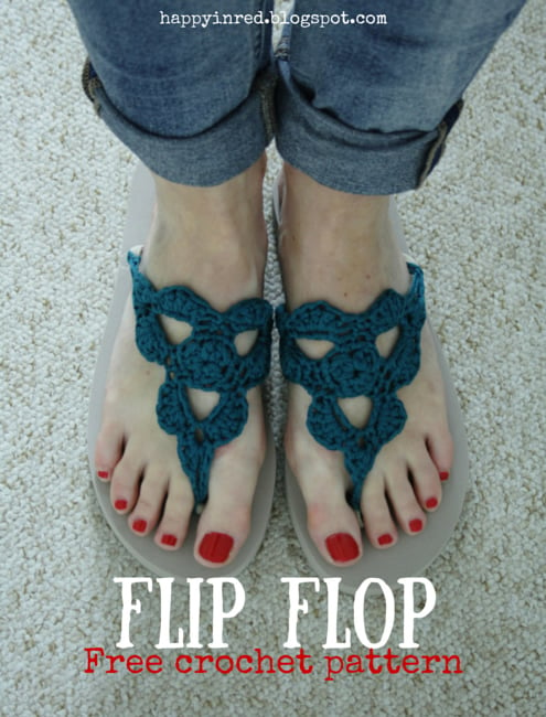 Crochet flip flops, free pattern