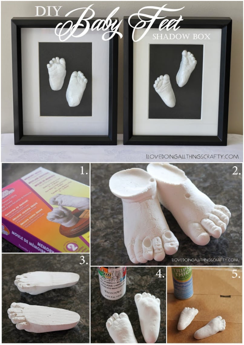 DIY Baby Feet Shadow Box Keepsake. Try making a simple shadow box for baby keepsakes. Hope this has inspired you to capture some of your own memories! #Footprint #Craft #Keepsake