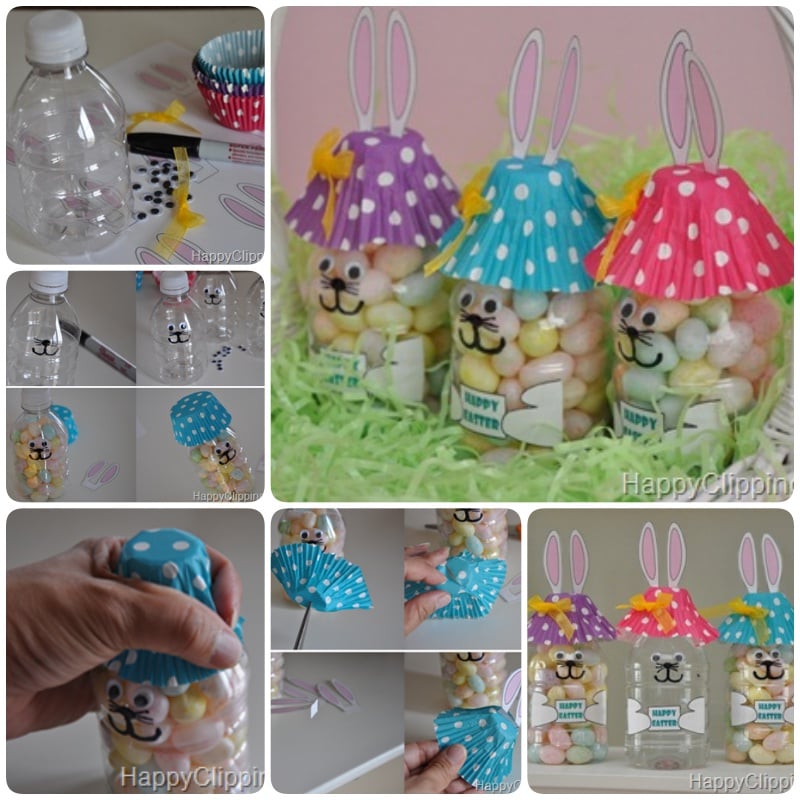 DIY Cute Easter Bunny Treat out of Plastic Bottle