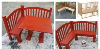 DIY Kids Corner Bench and Table Set -Upcycled Crib Idea