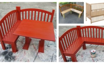 DIY Kids Corner Bench and Table Set -Upcycled Crib Idea