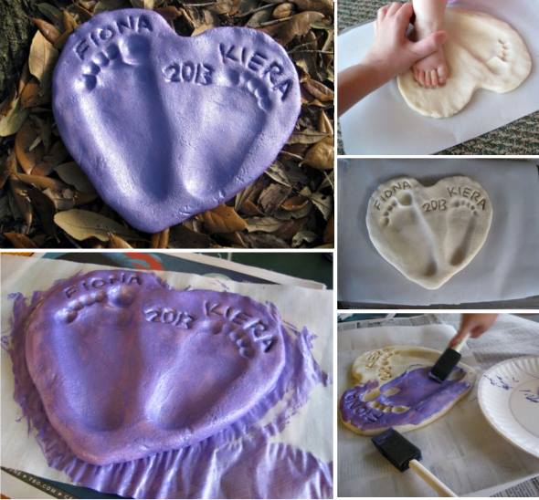 Precious footprint heart keepsake craft to do with the kids using salt dough! #Footprint #Craft #Keepsake 