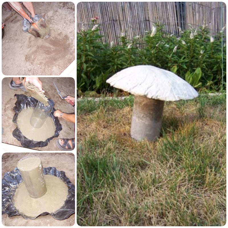 DIY concrete mushrooms