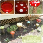 DIY  polka dot Toadstool garden