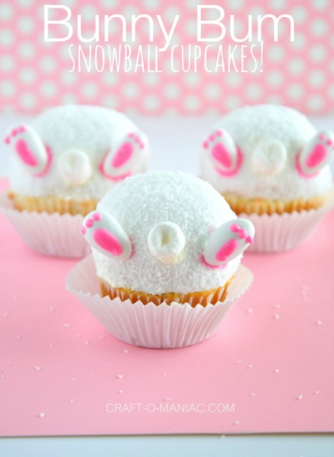 Easter Bunny Bum Snowball Cupcake #Easter #Cake #Food