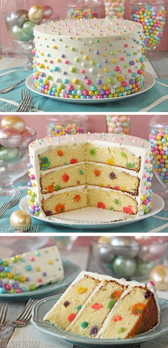 Easter Polka Dot Cake #Easter #Cake #Food
