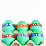 DIY Dyed Ninja Turtles Craft–This project is so easy that kids can make. This tutorial uses real egg, but you could just use the plastic eggs.