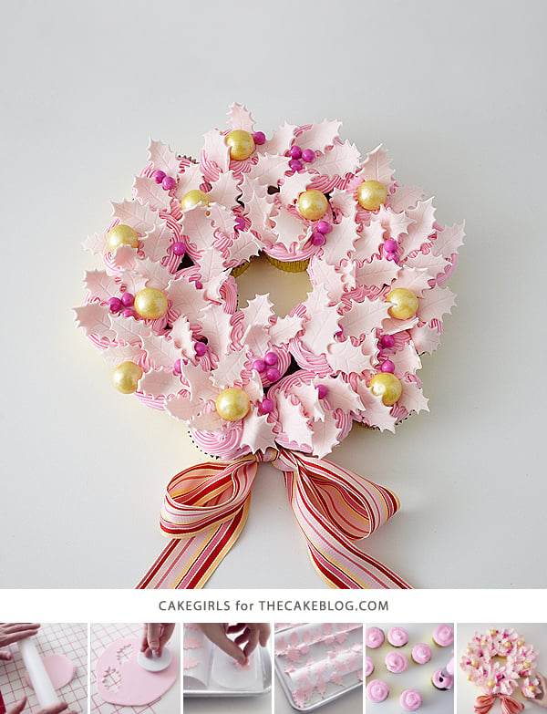 Pull-Apart Christmas Wreath Cupcake Cake