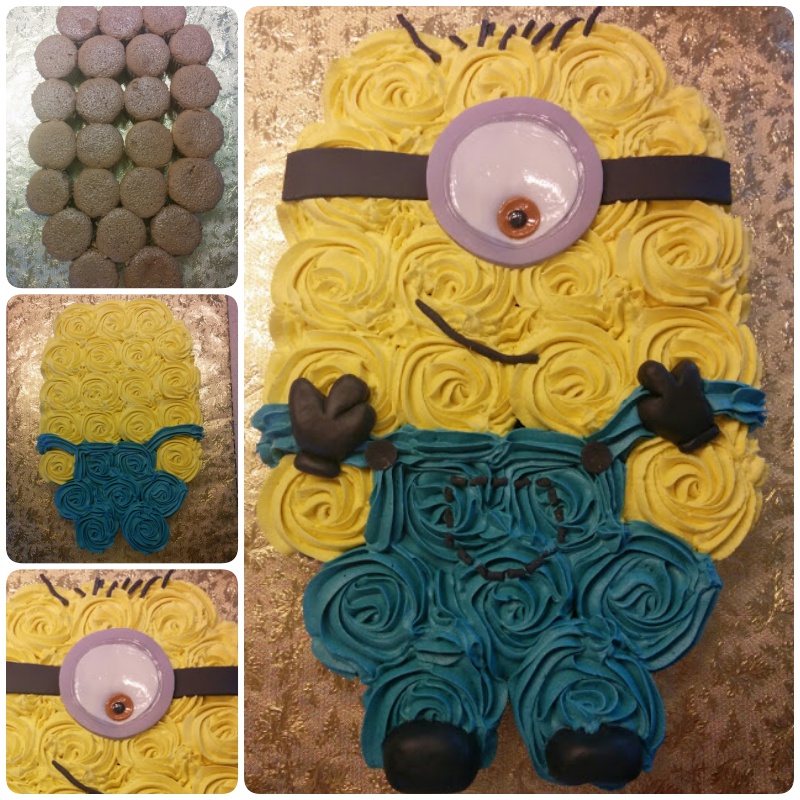 Pull Apart Minion Cupcake Cake