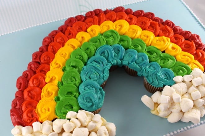 Rainbow pull-apart cupcake cake