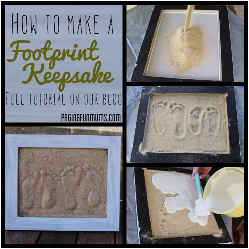 Sand Footprint Craft. Turn footprints into a sand mold to hang on your wall that will forever remind you of those precious years. #Craft #Footprint #Keepsake