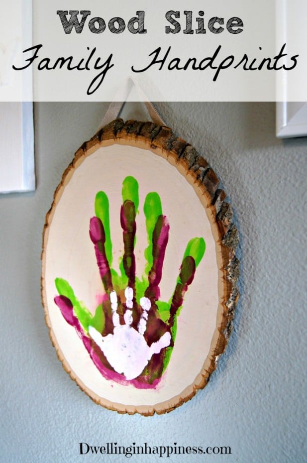 Wood Slice Family Handprints