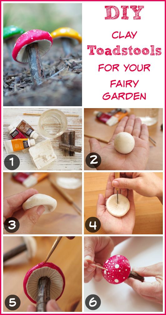 DIY clay toadstool for your fairy garden tutorial