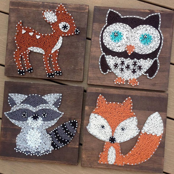 4 Woodland Animals String art