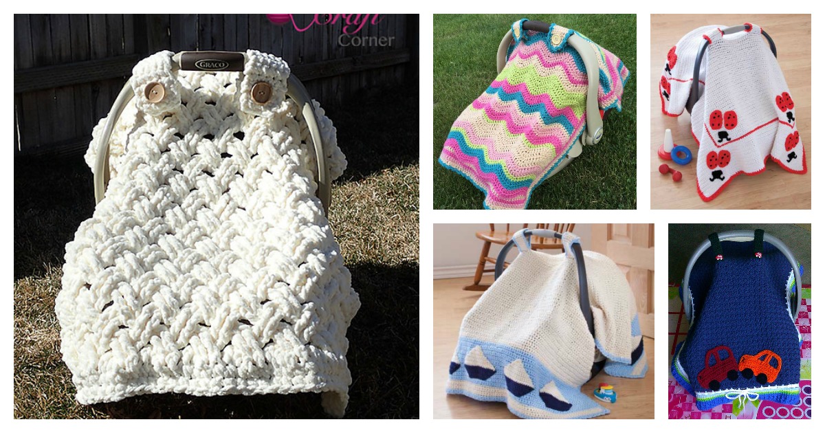 Crochet Baby Car Seat Cover with Pattern