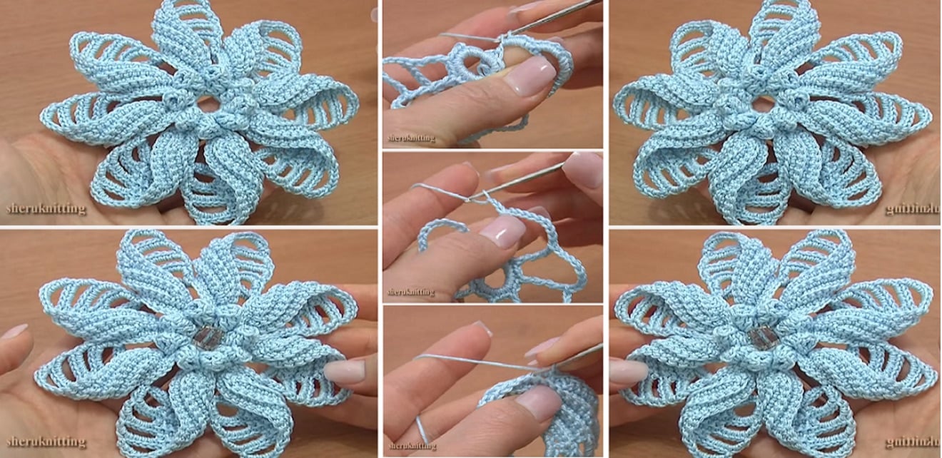 Crochet Folded Petal Flower (Video)