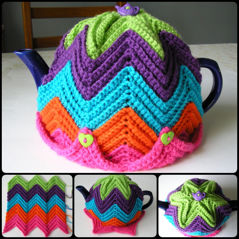 Crochet Justjen's Easy Ripple Tea Cosy with free pattern