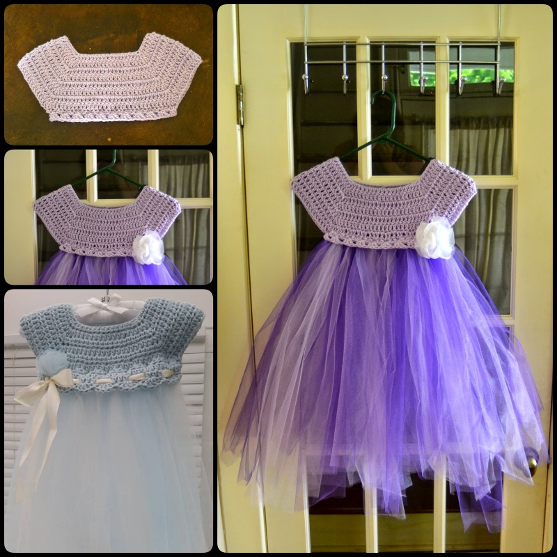 Crochet tulle baby dress with free pattern