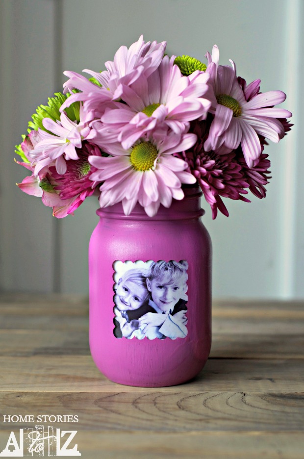 DIY Mothers Day Craft -Mason Jar Picture Frame & Vase