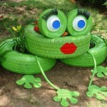 DIY Recycle Tire Frog Planter