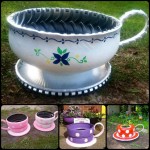 DIY Tire Teacup Flower Planter