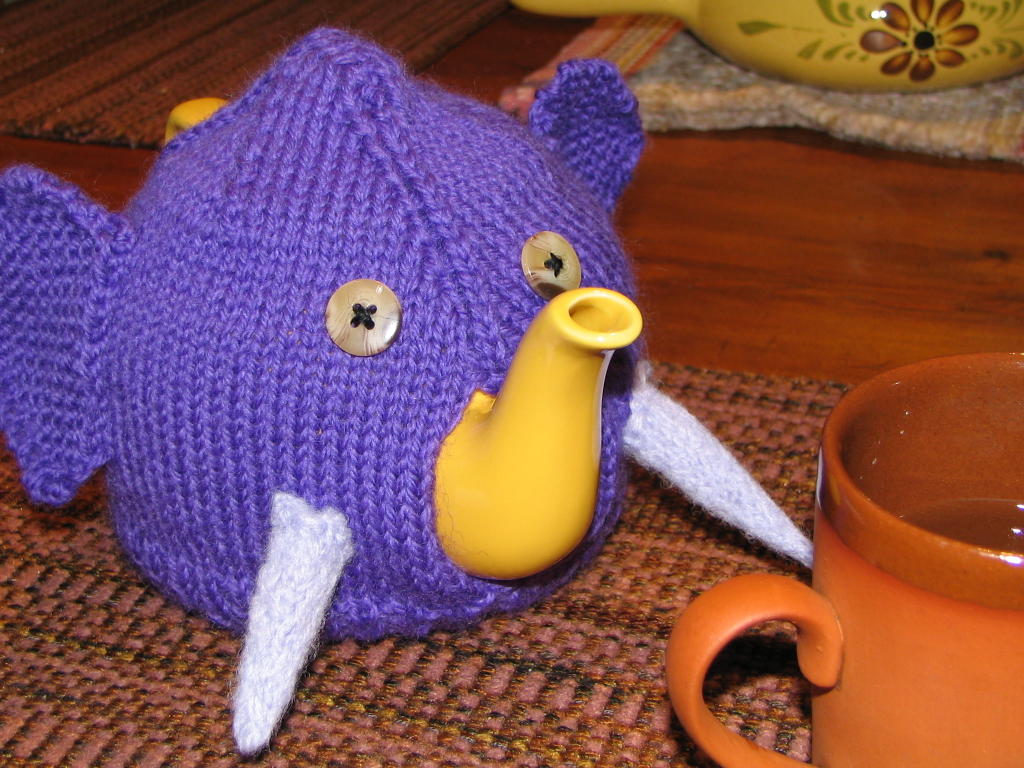 Elephant Tea Cozy with free knitting pattern