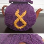 Knitting Purple Teacozy with pattern