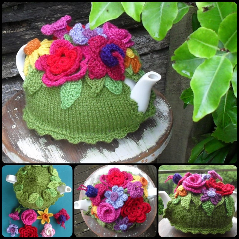 Knitting Spring Explosion Tea Cozy with free pattern