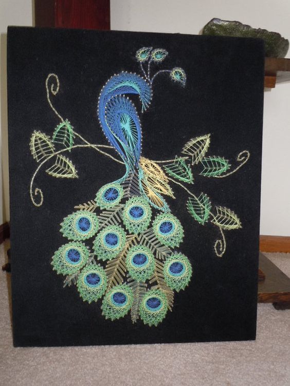 Peacock String Wall Art