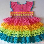 Crochet Rainbow Ruffles Dress with Free Pattern