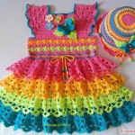 Crochet Rainbow Ruffles Dress with Free Pattern