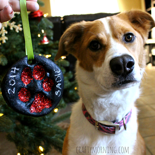 Salt Dough Puppy Paw Print Christmas Ornament