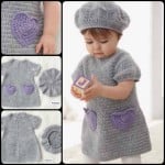 snuggly crochet dress with heart-shaped pockets