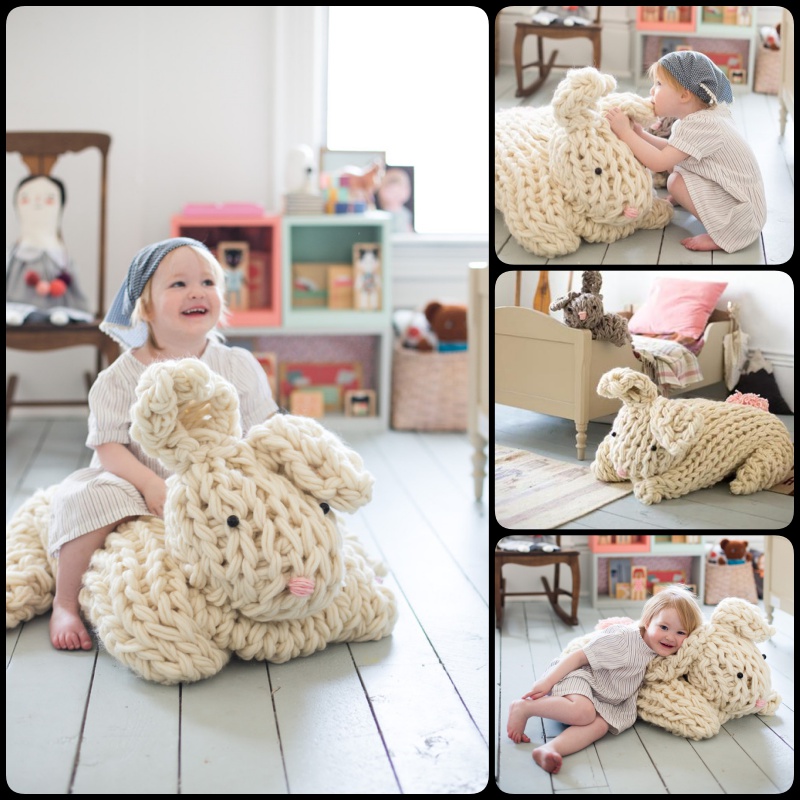 Adorable Over-sized Arm Knit Bunny with Free Pattern