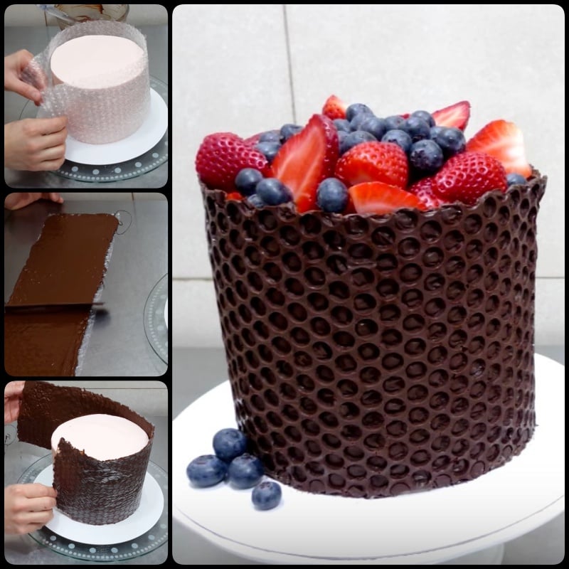 Creative Way to Decorate Cake With Babble Wrap