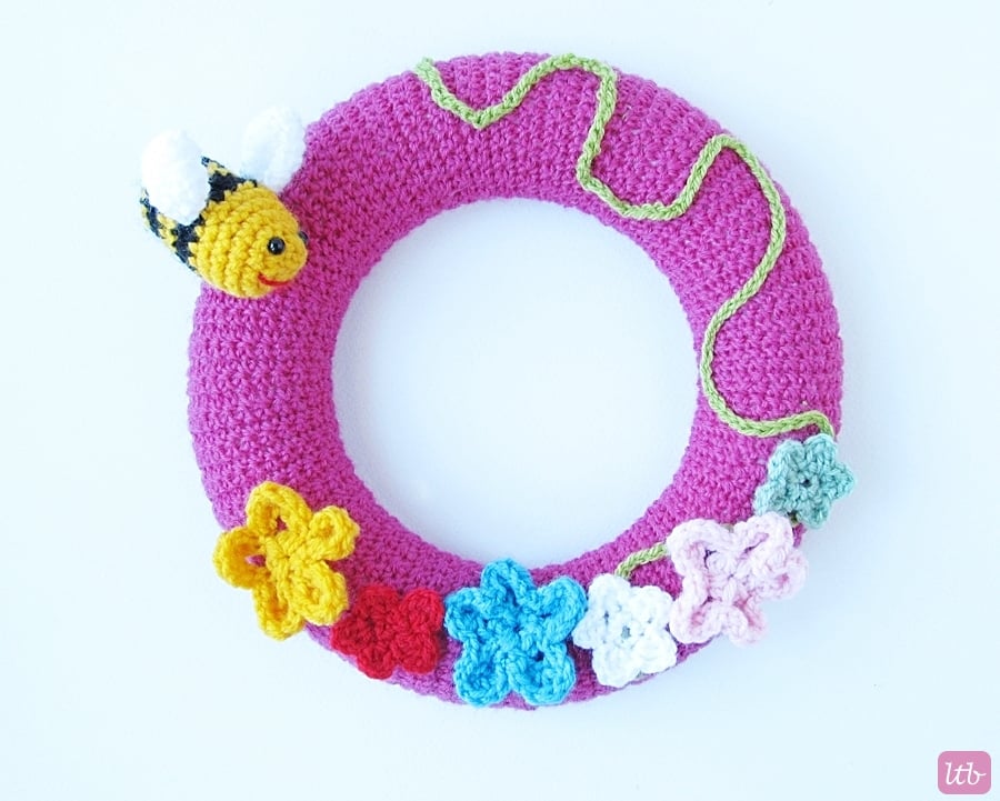 Crochet Spring Wreath with Free Pattern