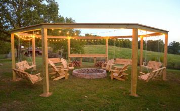 Pergola and Fire Pit with Swings