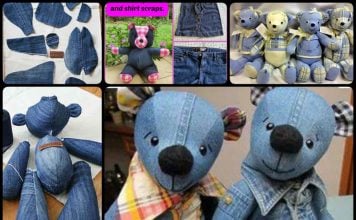 Teddy Bears Using Old Jeans