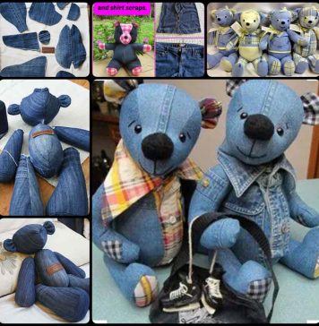 Teddy Bears Using Old Jeans