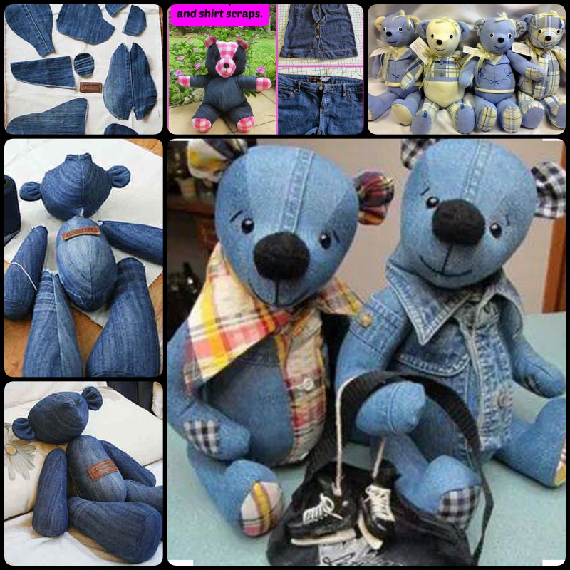 DIY Denim Teddy Bears --Jean Upcycle Idea